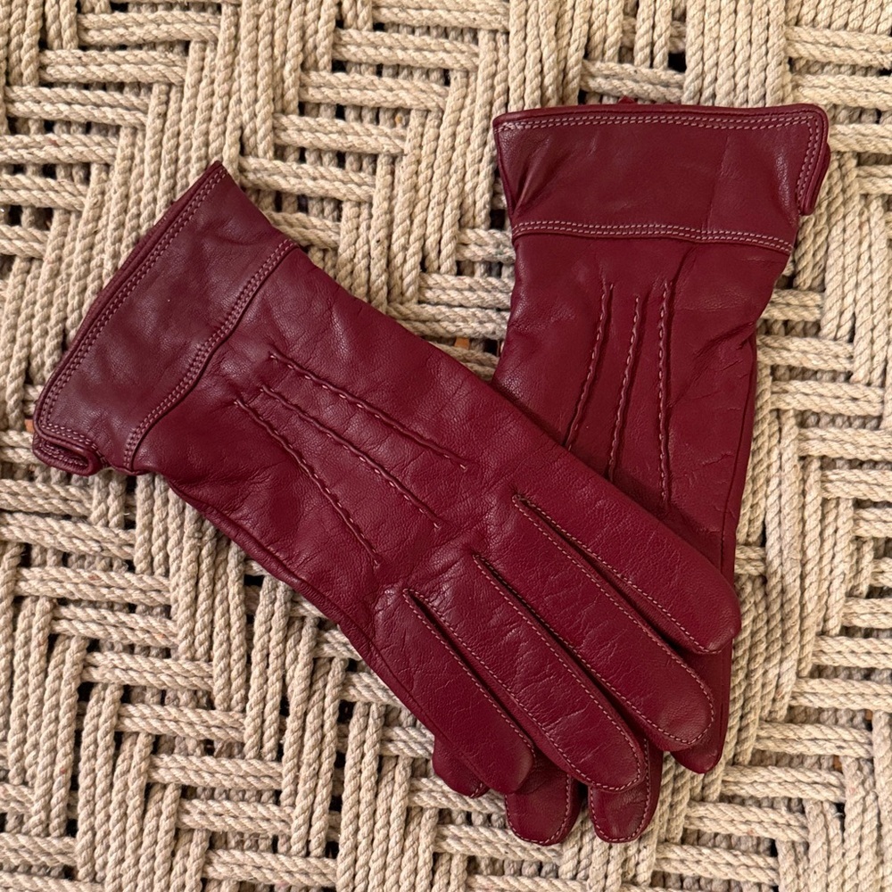Altare Women's Dark Red Leather Gloves Size M